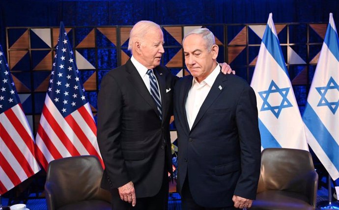 Archivo - El presidente de Estados Unidos, Joe Biden, y el primer ministro israelí, Benjamin Netanyahu
