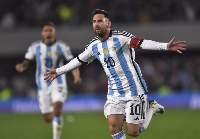 Archivo - 07 September 2023, Argentina, Buenos Aires: Argentina's Lionel Messi celebrates scoring his side's first goal during the 2026 FIFA World Cup South American qualifiers soccer match between Argentina and Ecuador at Estadio Monumental. Photo: Ferna