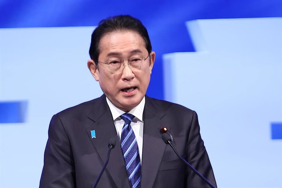 El primer ministro de Japón, Fumio Kishida, durante una convención en Tokio de la formación política que preside, el Partido Liberal Democrático (archivo)