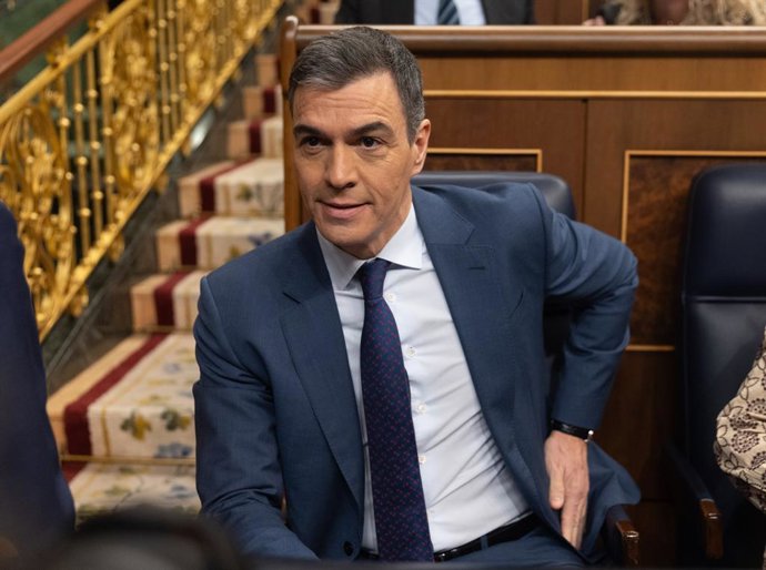 El presidente del Gobierno, Pedro Sánchez, durante una sesión de control al Gobierno, en el Congreso de los Diputados, a 13 de marzo de 2024, en Madrid (España).