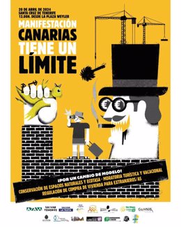 Cartel anunciador de la manifestación que se celebrará el 20 de abril en Santa Cruz de Tenerife para pedir un cambio en el modelo de desarrollo económico