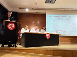 El secretario general de UGT Andalucía, Oskar Martín, ha asistido este miércoles al II Comité de UGT Málaga.