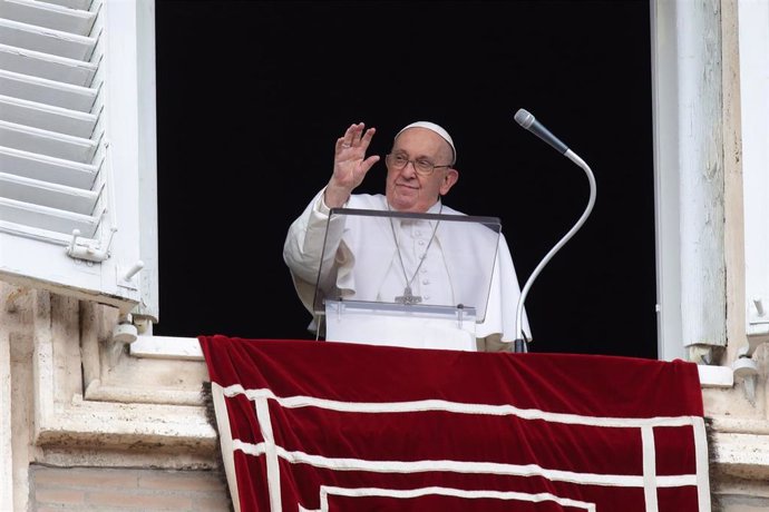 03 March 2024, Vatican, Vatican City: Pope Francis delivers Angels prayer in St. Peter's Square at the Vatican. Photo: Evandro Inetti/ZUMA Press Wire/dpa