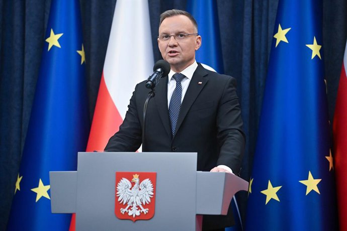 Archivo - January 15, 2024, Warsaw, Warsaw, Poland: Warszawa 15.01.2024.President of Poland Andrzej Duda during press conference..Photo: Damian Burzykowski/Newspix.pl.