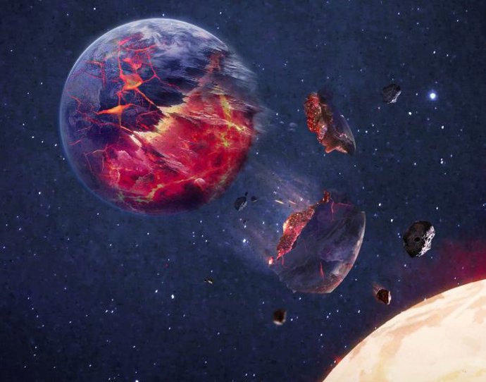 Impresión artística de un planeta terrestre capturado por una estrella gemela.