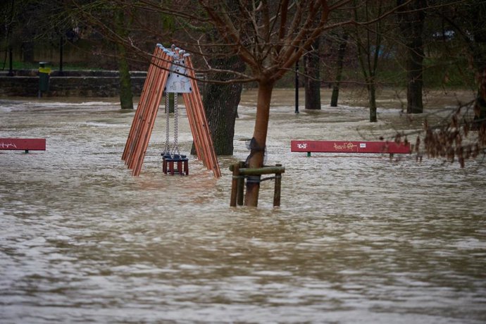 Desbordamiento del río Arga en Pamplona el pasado 27 de febrero.