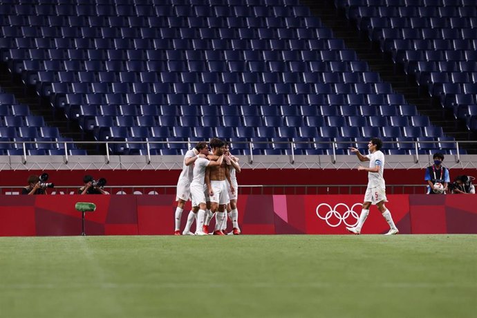 Archivo - Marco Asensio celebra un gol de la selección española masculina en Tokio 2020.