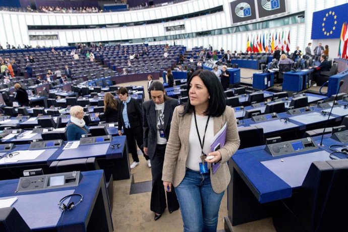 Idoia Villanueva, eurodiputada de Podemos, en el Parlamento Europeo