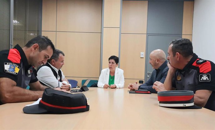 La consejera de Medio Natural, Sostenibilidad y Seguridad y Emergencias, Blanca Pérez; el director insular de Medio Natural, Pedro Millán; el director general de Seguridad del Gobierno de Canarias, David Pino; el comisario de la Policía Canaria