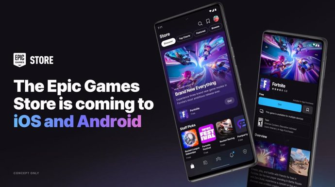 Interfaz de la aplicación móvil Epic Games Store