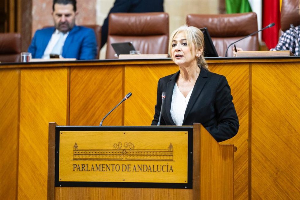 La consejera de Desarrollo Educativo y Formación Profesional de la Junta, Patricia del Pozo, en el Pleno del Parlamento del 21 de marzo de 2024.
