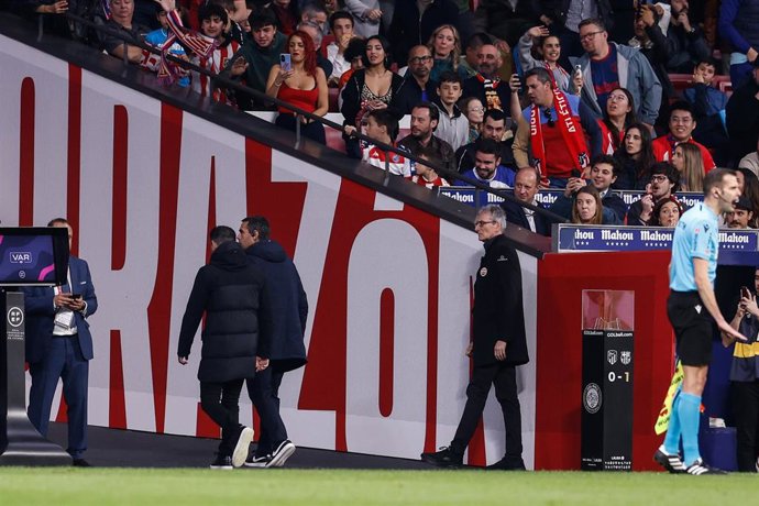 Xavi Hernandez, head coach of FC Barcelona, see the red card during the Spanish League, LaLiga EA Sports, football match played between Atletico de Madrid and FC Barcelona at Civitas Metropolitano stadium on March 17, 2024, in Madrid, Spain.