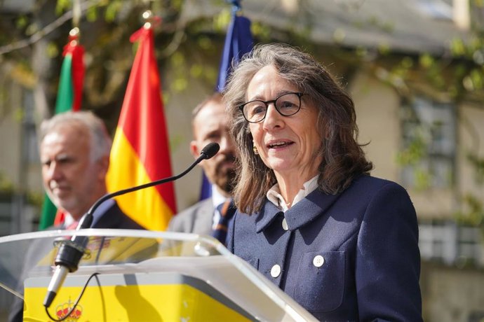 La nueva delegada de Gobierno en el País Vasco, Marisol Garmendia, interviene durante el acto de toma de posesión de su cargo, en la Delegación del Gobierno, a 21 de marzo de 2024, en Vitoria-Gasteiz, Álava, País Vasco (España). 