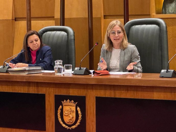 La consejera municipal de Hacienda y Fondos Europeos del Ayuntamiento de Zaragoza, Blanca Soláns, en la Comisión de Hacienda