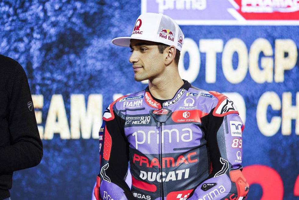 El piloto español Jorge Martín (Ducati), en la presentación del Prima Pramac. 