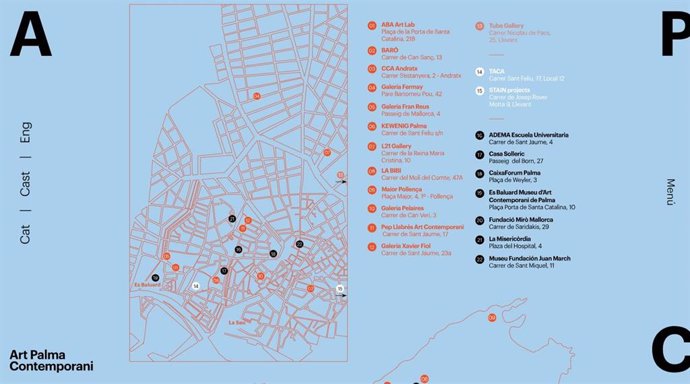 Mapa con las galerías del Art Palma Brunch 2024.