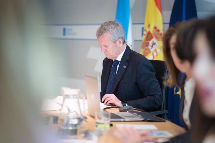 El presidente de la Xunta en funciones, Alfonso Rueda, en la reunión del Consello del 21 de marzo de 2024.