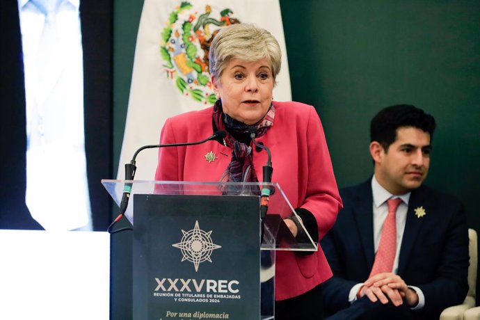 January 12, 2024, Mexico City, Munich, Mexico: January 12, 2024, Mexico City, Mexico: The Chancellor of Mexico, Alicia Barcena chairs the Meeting with Ambassadors and Consuls at the Secretariat of Foreign Affairs in Mexico City.