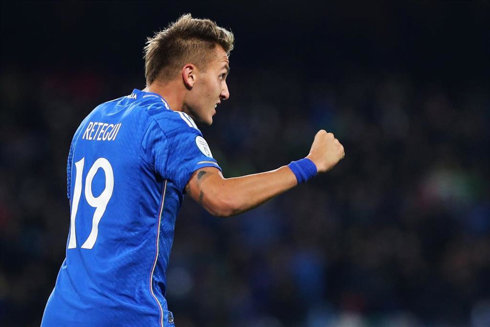 Archivo - Mateo Retegui celebra un gol con la selección italiana.