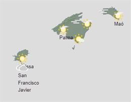 Mapa meteorológico de Baleares, a 22 de marzo de 2024.