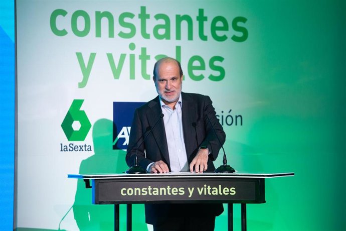 Archivo - El consejero delegado de Atresmedia, Javier Bardají, interviene en la IX edición de los premios Constantes y Vitales, en el Palacio Neptuno de Madrid, a 3 de noviembre de 2023, en Madrid (España).  Los premios Constantes y Vitales reconocen lo