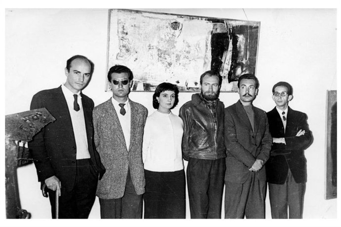 (I-D) Saura, Canogar, Francés, Millares, Rivera Y Conde. Galería Buchholz (1957)