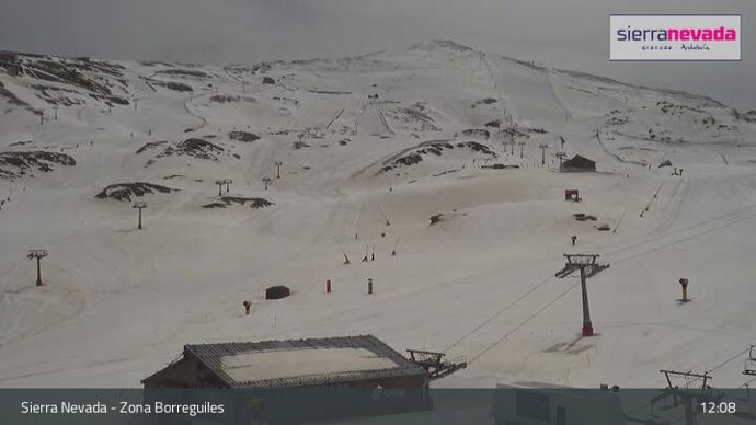 Imagen de una cámara web de Sierra Nevada este viernes, en la zona de Borreguiles.