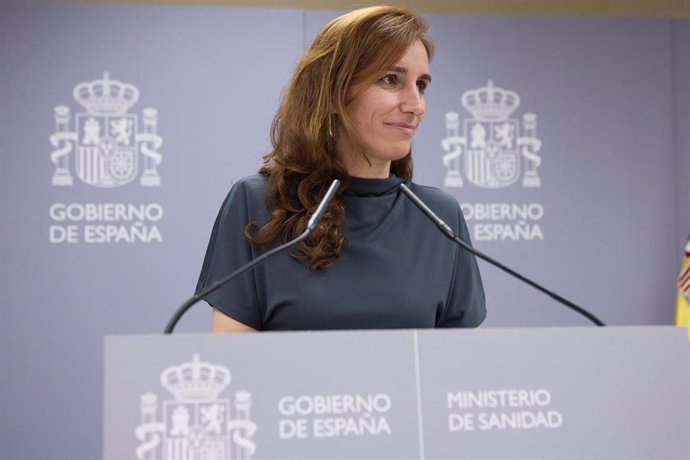 La ministra de Sanidad, Mónica García, ofrece una rueda de prensa, en el Ministerio de Sanidad, a 22 de marzo de 2024, en Madrid (España). 