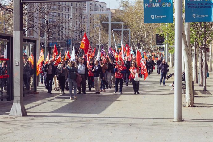 Manifestación de los trabajadores de la banca en Zaragoza