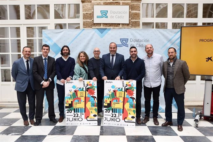 Foto de familia de la presentación del VIII Festival Internacional Jazz Vejer. a 22 de marzo de 2024, en Cádiz, Andalucía (España). Presentación del VIII Festival Internacional Jazz Vejer.