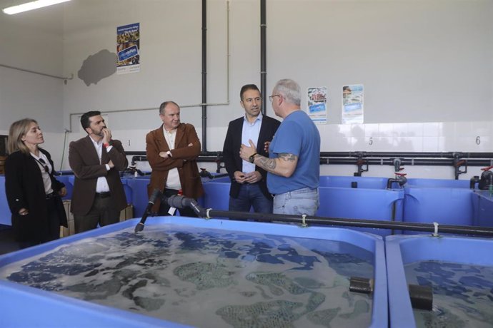 El conselleiro do Mar en funciones, Alfonso Villares, visita la cooperativa Ría de Arousa