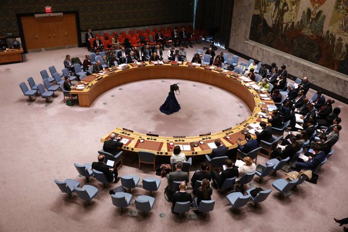 UNITED NATIONS, March 18, 2024  -- The United Nations Security Council holds a meeting on nuclear disarmament and non-proliferation at the UN headquarters in New York, on March 18, 2024. UN Secretary-General Antonio Guterres on Monday called on nuclear we