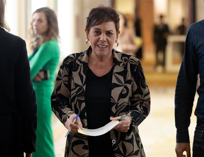 La portavoz de EH Bildu Metxe Aizpurua a su llegada a una reunión de Junta de Portavoces, en el Congreso de los Diputados, a 19 de marzo de 2024, en Madrid (España).
