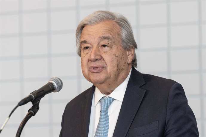 March 18, 2024, New York, New York, United States: Secretary-General Antonio Guterres speaks during Portuguese gift to the UN handover at UN Headquarters in New York. Unveiling of the gift coincided with the 50th anniversary of Portuguese Carnation revo