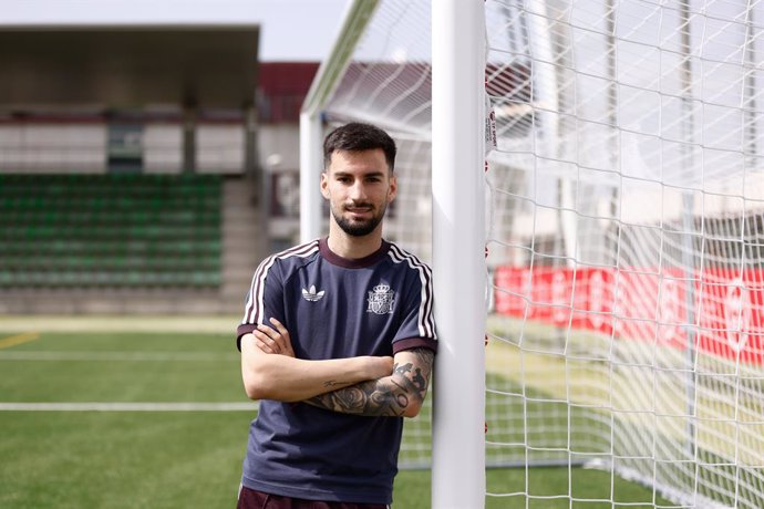 Alex Baena poses for portrait after an interview for Europa Press during the call of Spain Team at Ciudad del Futbol of RFEF on March 20, 2024, in Las Rozas, Madrid.