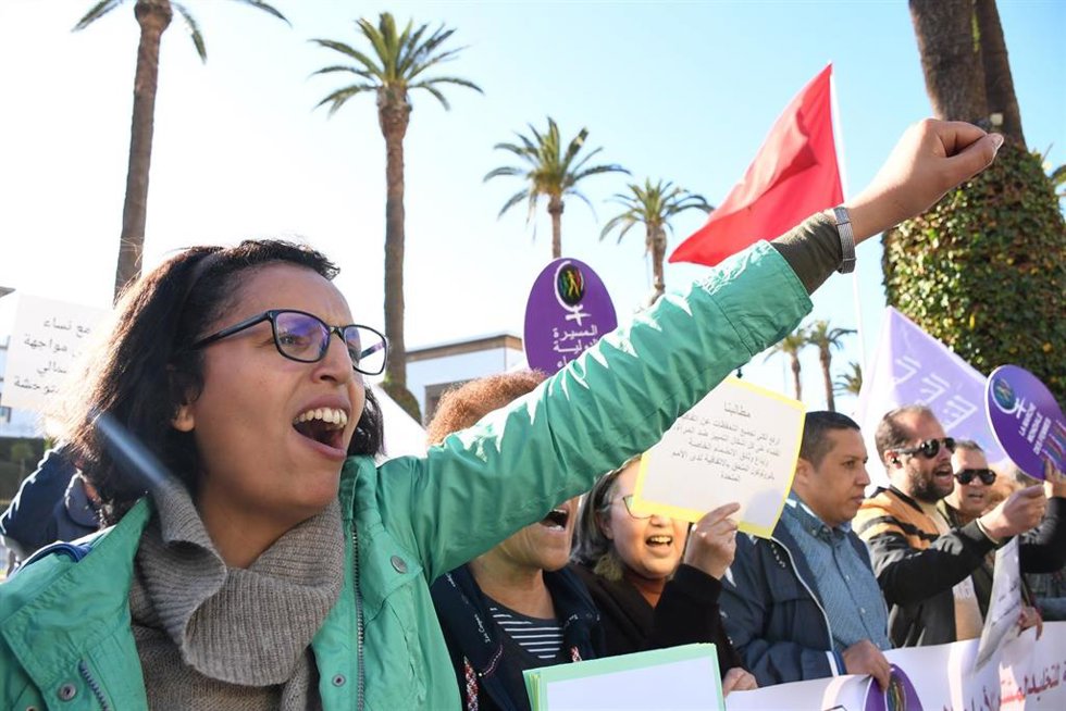 Archivo - Sentada en 2020 en la capital de Marruecos, Rabat, a favor de los derechos de las mujeres con motivo del Día Internacional de la Mujer (archivo)