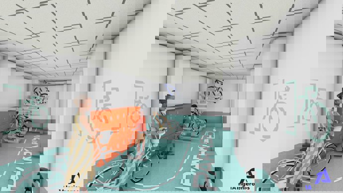 Imagen del proyecto del microhub que creará Auvasa para la distribución de mercancías en bicicletas de carga.