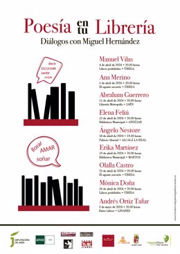 El programa 'Poesía en tu librería' ofrece recitales de poesía hernandiana del 4 de abril al 3 de mayo en Jaén