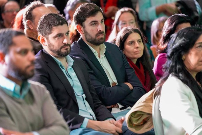 El presidente de VOX Teruel, vocal del Comité Ejecutivo Nacional (CEN) del partido y vicepresidente primero del Gobierno de Aragón, Alejandro Nolasco, en un acto del partido en Vitoria.
