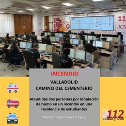 Gráfico elaborado por el 112 con datos sobre el incendio en la Residencia Cardenal Mendoza