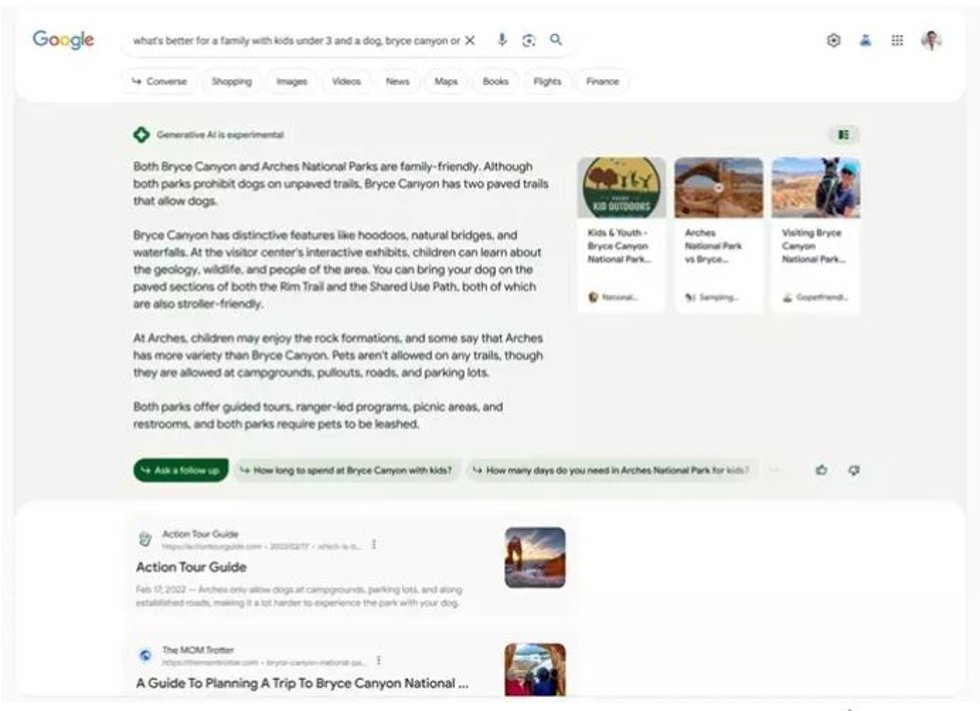 Experiencia de búsqueda generativa (SGE, por sus siglas en inglés)