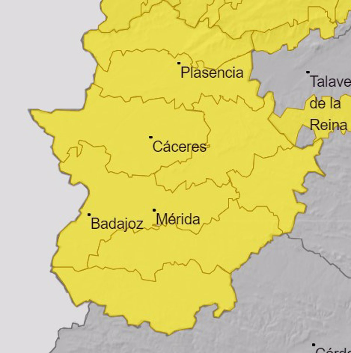 Toda Extremadura permanecerá este Miércoles Santo en aviso amarillo por lluvia y viento