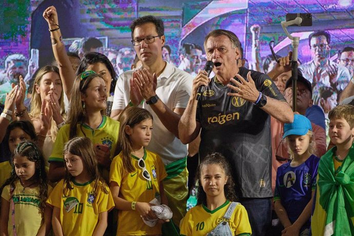 El expresidente Jair Bolsonaro en un acto de campaña