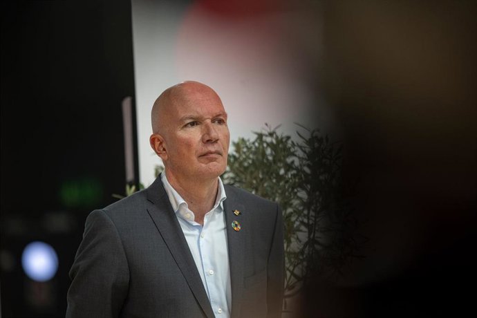 El conseller de Acción Climática, David Mascort, durante la inauguración del estand de la Generalitat en Alimentaria & Hostelco, en la Fira de Barcelona Gran Vía, a 18 de marzo de 2024