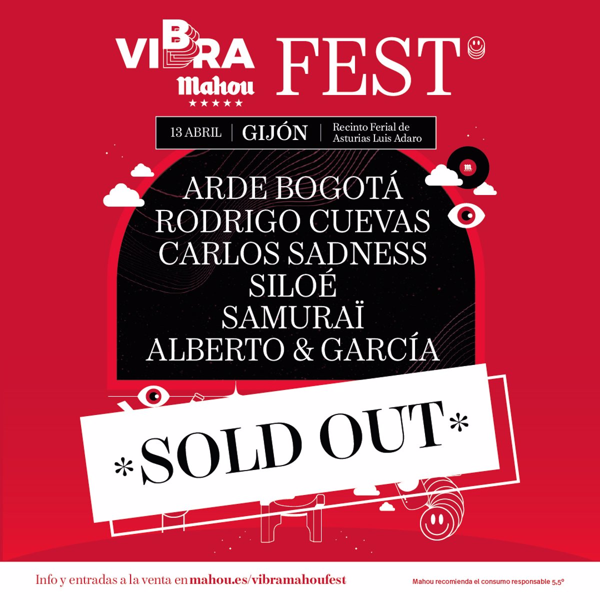 La tercera edición de Vibra Mahou Fest se celebrará el sábado 13 de abril en Gijón