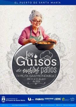 Archivo - Cartel de la Ruta Gastronómica 'Los guisos de nuestros patios' en El Puerto de Santa María (Cádiz). 