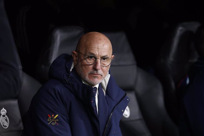Luis de la Fuente, head coach of Spain, looks on during the international friendly football match played between Spain and Brazil at Santiago Bernabeu stadium on March 26, 2024, in Madrid, Spain.
