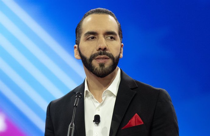 Archivo - February 22, 2024, Oxon Hill, Maryland, USA: President Nayib Bukele, of El Salvador, makes remarks at the 2024 Conservative Political Action Conference (CPAC) in National Harbor, Maryland, US, on Thursday, February 22, 2024