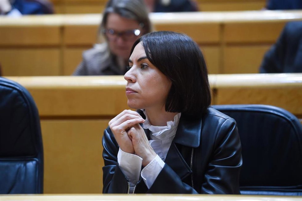 La ministra de Ciencia, Innovación y Universidades, Diana Morant, durante una comparecencia en la Comisión de Ciencia, Innovación y Universidades, en el Senado, a 7 de marzo de 2024, en Madrid (España). 