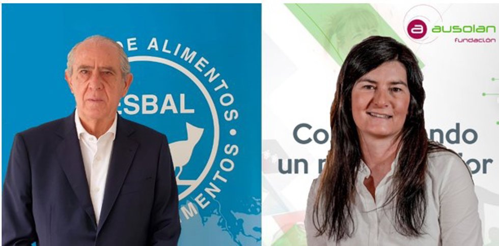 El presidente de la Federación Española de Bancos de Alimentos, Pedro LLorca, y la presidenta de la Fundación Ausolan, María Marin.